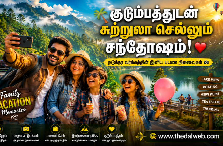 Happy middle class family traveling in vacation Tamil.